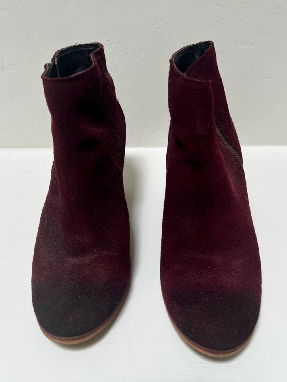 BP Brass Plum Burgundy Suede Ankle Boots